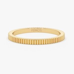 Ferkos 14K Solid Gold 1.5mm Ribbed Ring